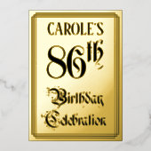 86ste verjaardagsfeest — Elegant script + aangepas Folie Uitnodiging (Voorkant)
