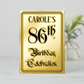 86ste verjaardagsfeest — Elegant script + aangepas Folie Uitnodiging (Staand Voorkant)