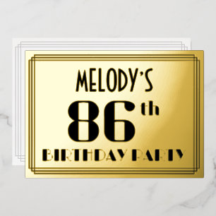 86ste verjaardagsfeestje: Art Deco-look “86” en na Folie Uitnodiging