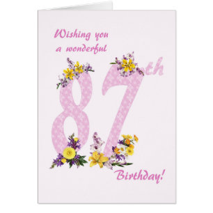 87e anniversaire Fleur numéros décorés