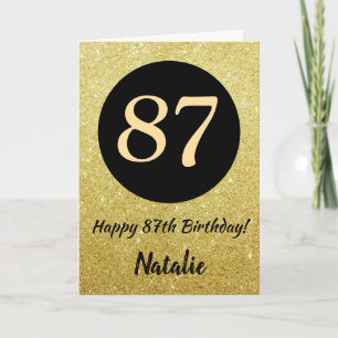 87e Happy Birthday Black en Gold Glitter Card Kaart