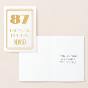 87e verjaardag: Art Deco Geïnspireerde look "87" e Folie Kaarten