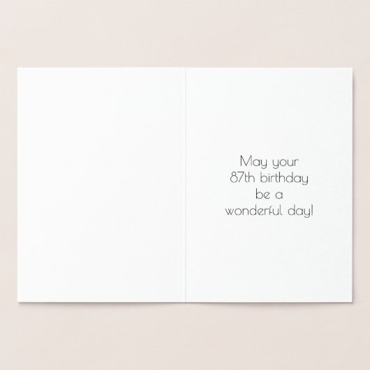 87e verjaardag ~ Art Deco Style "87" en aangepaste Folie Kaarten (Binnen)