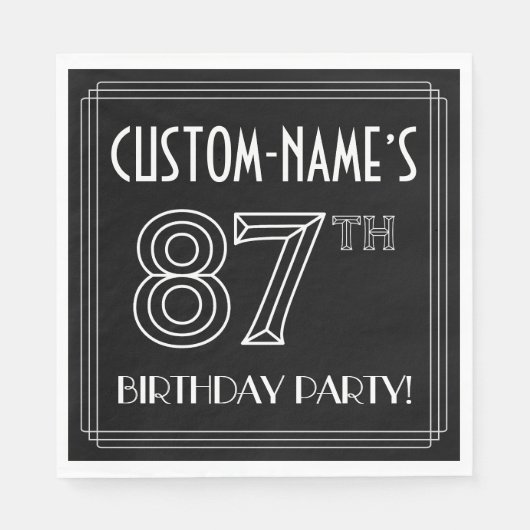 87e verjaardag: Art Deco Style + Aangepaste naam Servet (Voorkant)