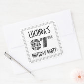 87e verjaardag: Art Deco Style + Aangepaste naam Vierkante Sticker (Envelop)