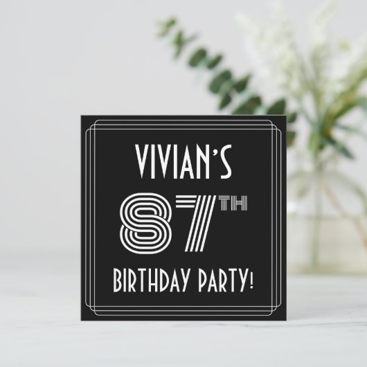 87e verjaardag: Art Deco Style met aangepaste naam Kaart (Staand voorkant)