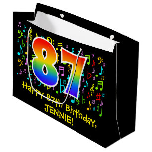 87e verjaardag - Colorful Music Symbols, Rainbow 8 Groot Cadeauzakje