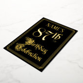 87e verjaardag — Fancy script en aangepaste naam Folie Uitnodiging (Gedraaid)