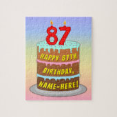 87e verjaardag: Fun Cake and Candles + Custom Name Legpuzzel (Verticaal)