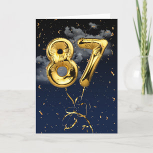 87e verjaardag Gold Mylar ballon en Confetti Card Kaart