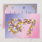 87e verjaardag, met bloembranen kaart (Voorkant / Achterkant)