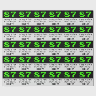 87e verjaardag - Nerdy / Geeky stijl "87" en naam Cadeaupapier