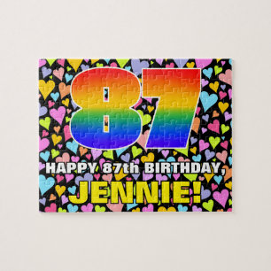 87e verjaardag — Vun, liefhebbende hartvormen + "8 Legpuzzel