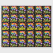 87e verjaardag: vuurwerk, regenboogblik # "87" cadeaupapier (Vlak)