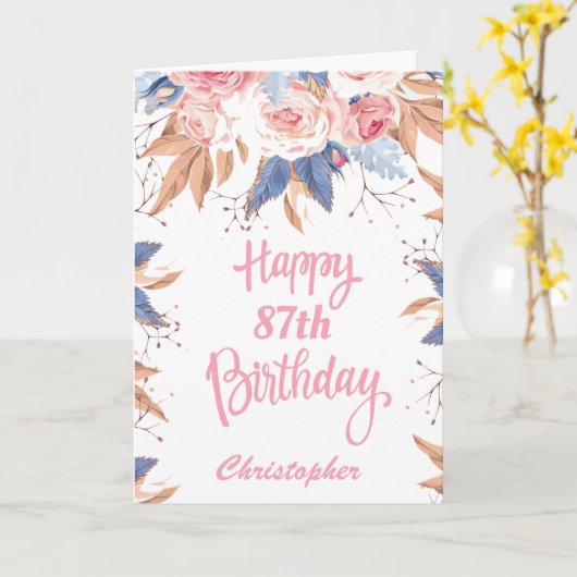 87e Waterverf op zaterdag botanische roze Floral Kaart (Gele Bloem)