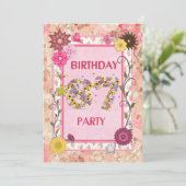 87ème anniversaire invitation fête avec cadre fleu (Debout devant)