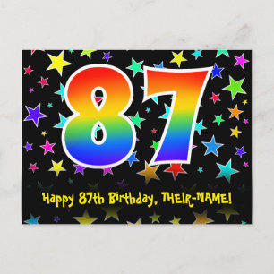 87ste Verjaardag: Fun Sterren Patroon, Regenboog 8 Briefkaart