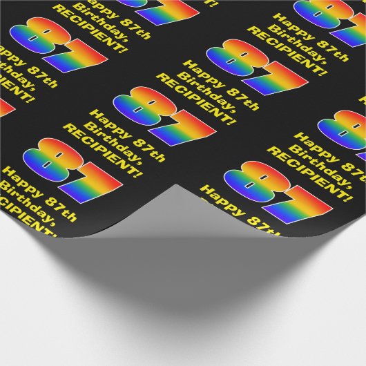 87ste verjaardag: Leuke, kleurrijke regenboog geïn Cadeaupapier (Hoek)