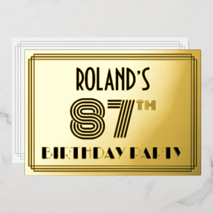 87ste verjaardagsfeest — Art Deco-stijl “87” & naa Folie Uitnodiging
