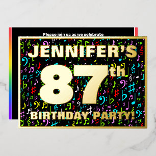 87ste Verjaardagsfeest — Leuke, Kleurrijke Muziek Folie Uitnodiging