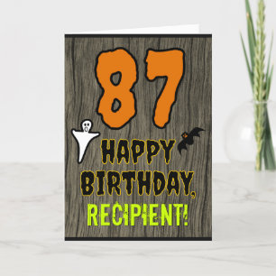 87th Birthday: Spooky Halloween Theme, Custom Name Kaart
