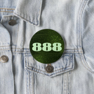 888 Green Glitter Number Abundance Manifestatie Ronde Button 7,6 Cm