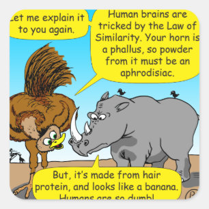 889 cartoon van Rhino-fallus Vierkante Sticker