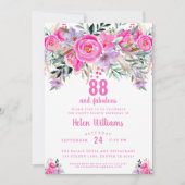 88 et fabuleuse invitation rose 88e anniversaire (Devant)