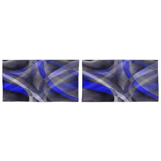 88 Groovy Royal Blue en Grey Arched Line Pa Kussensloop (Voorkant-Set)