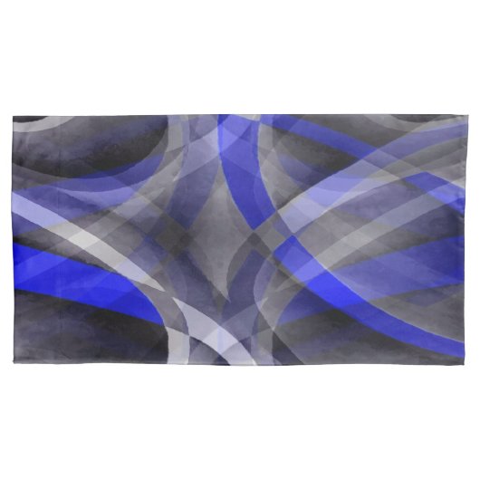 88 Groovy Royal Blue en Grey Arched Line Pa Kussensloop (Voorkant-Links)