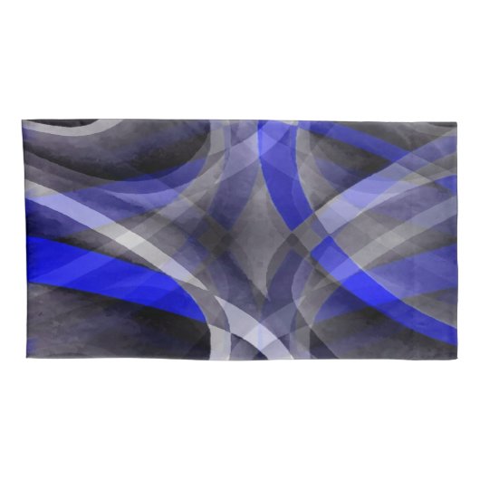 88 Groovy Royal Blue en Grey Arched Line Pa Kussensloop (Achterkant-Rechts)