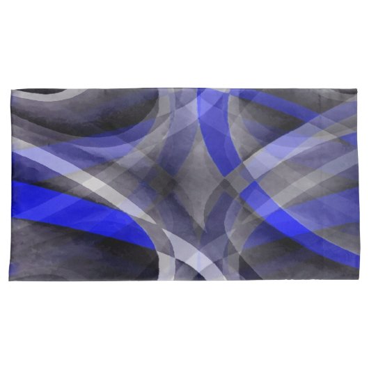 88 Groovy Royal Blue en Grey Arched Line Pa Kussensloop (Voorkant-Rechts)