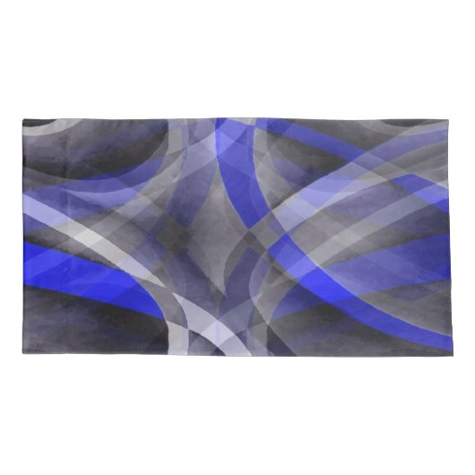 88 Groovy Royal Blue en Grey Arched Line Pa Kussensloop (Achterkant-Links)