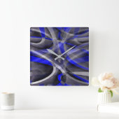 88 Groovy Royal Blue en Grey Arched Line Pa Vierkante Klok (Huis)