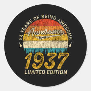 88 jaar oude Bday 1937 Geweldige 88ste verjaardags Ronde Sticker