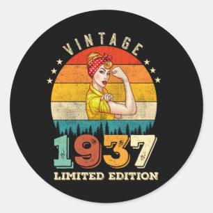 88 jaar oude Bday 1937 Vintage 88ste Verjaardag Vr Ronde Sticker