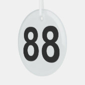 88 - nummer 88 glas ornament (Voorkant links)