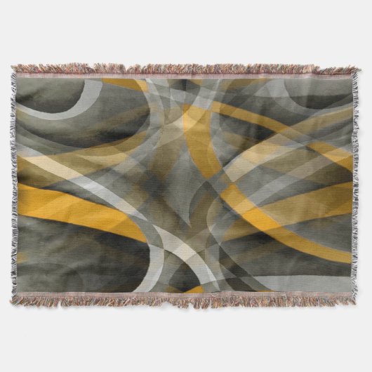 88 Retro Mustard Yellow en Gray Abstract Cu Deken (Voorkant)