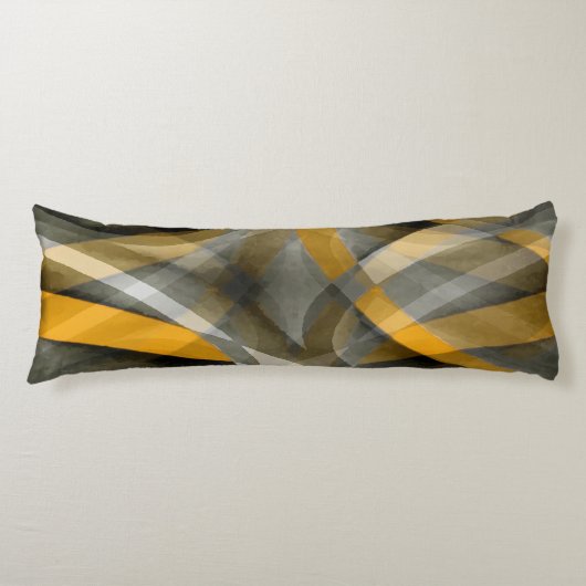 88 Retro Mustard Yellow en Gray Abstract Cu Lichaamskussen (Voorkant)