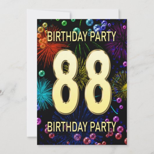88e anniversaire Fête Invitation Feu d'artifice Bu (Devant)
