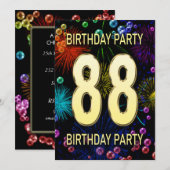 88e anniversaire Fête Invitation Feu d'artifice Bu (Devant / Derrière)