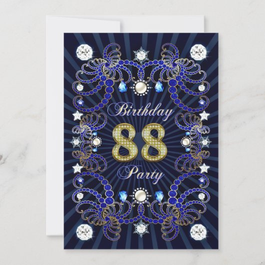 88e anniversaire invitation de fête avec des masse (Devant)
