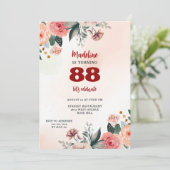 88e bloemenpastel kleuren elegante verjaardag kaart (Staand voorkant)