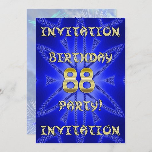 88e invitation de fête d'anniversaire (Devant / Derrière)