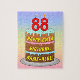 88e verjaardag: Fun Cake and Candles + Custom Name Legpuzzel
