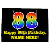 88e verjaardag ~ Fun, kleurrijk, levendig, regenbo Groot Cadeauzakje (Achterkant)