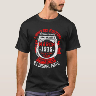 88e verjaardag Gift Legends Geboren in maart 1935  T-shirt