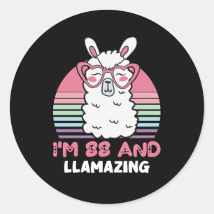 88e verjaardag Llamazing Llama 88-jarige verjaarda Ronde Sticker
