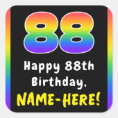 88e verjaardag: Regenboogspectrum # 88, Aangepaste Vierkante Sticker (Voorkant)