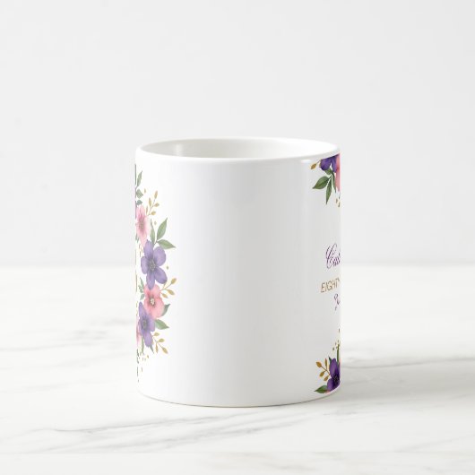 88ème Anniversaire Mug - Couronne florale avec num (Centre)